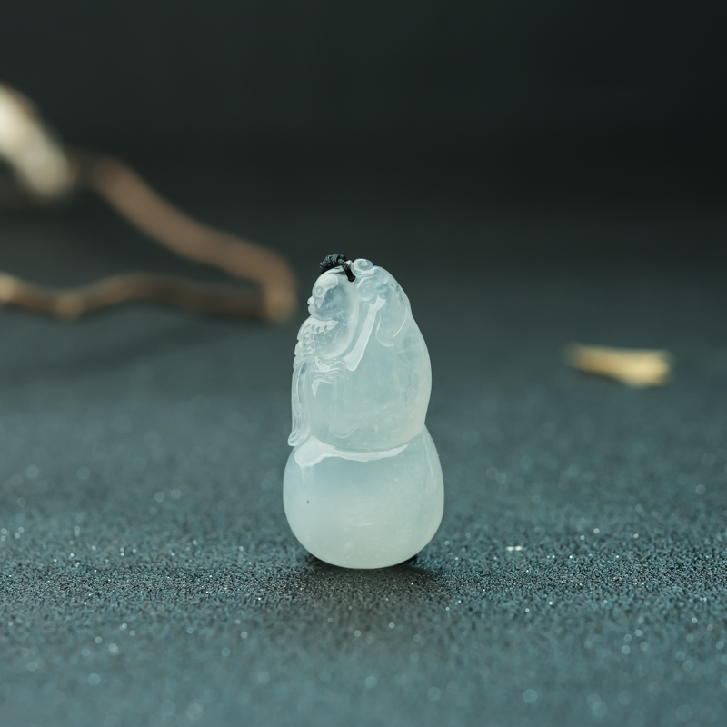 缅甸天然糯冰种翡翠葫芦吊坠-红掌柜