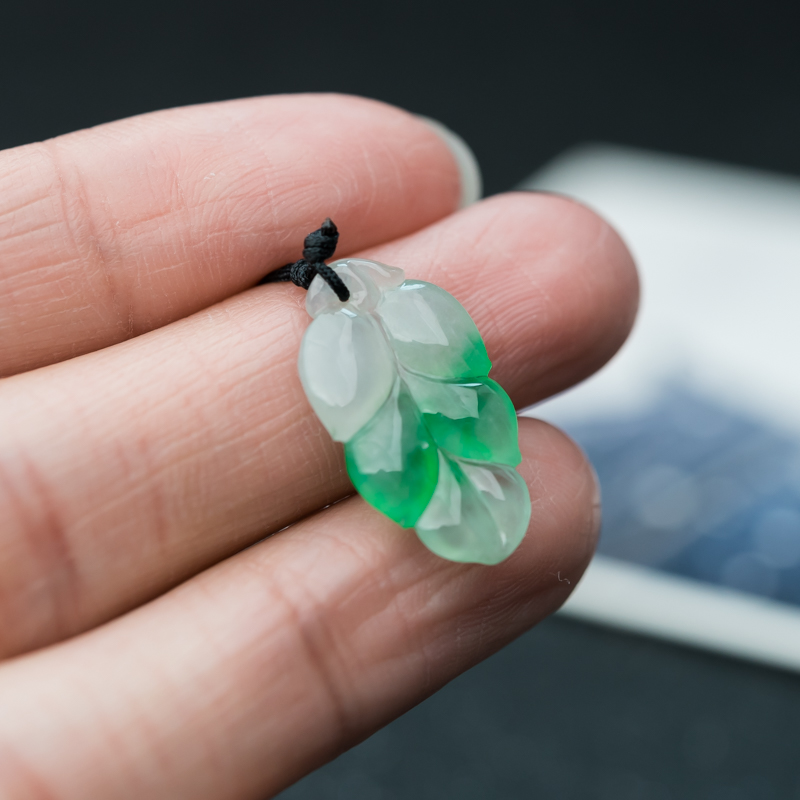 缅甸天然糯冰种翡翠大业有成吊坠-红掌柜