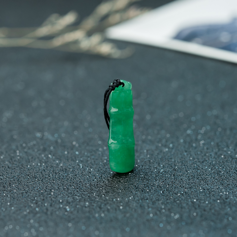 缅甸糯冰种翠绿翡翠节节高升吊坠-红掌柜