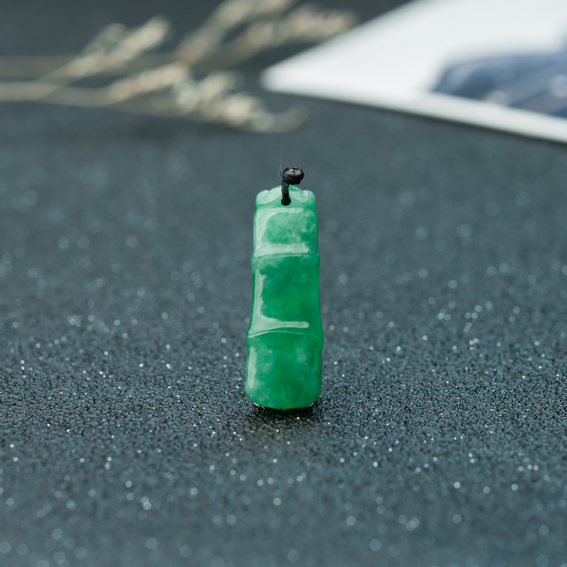 缅甸天然翠绿翡翠节节高升吊坠-红掌柜