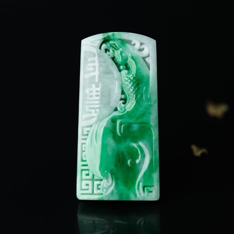 缅甸天然糯种飘翠翡翠凤凰吊坠-红掌柜