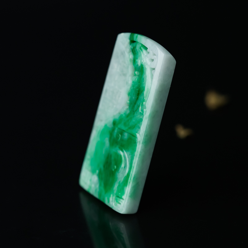 天然糯种飘翠翡翠凤凰吊坠-红掌柜