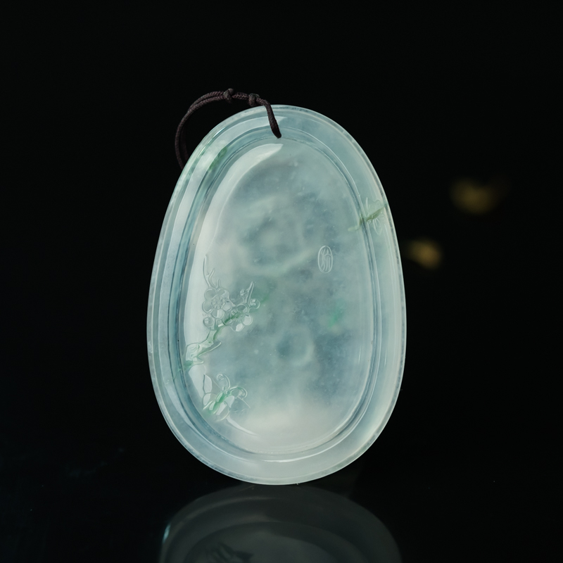 缅甸天然飘花翡翠花开富贵吊坠-红掌柜