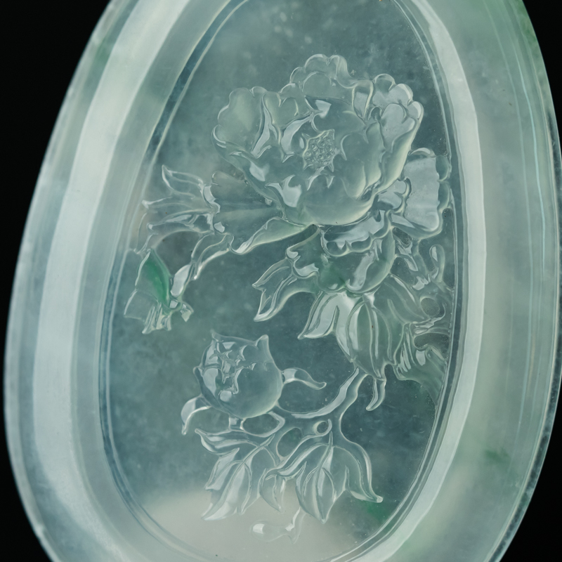 缅甸天然冰种翡翠花开富贵吊坠-红掌柜