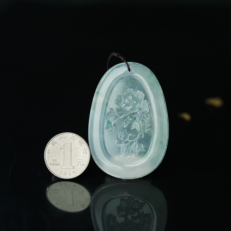 冰种飘花翡翠吊坠-红掌柜