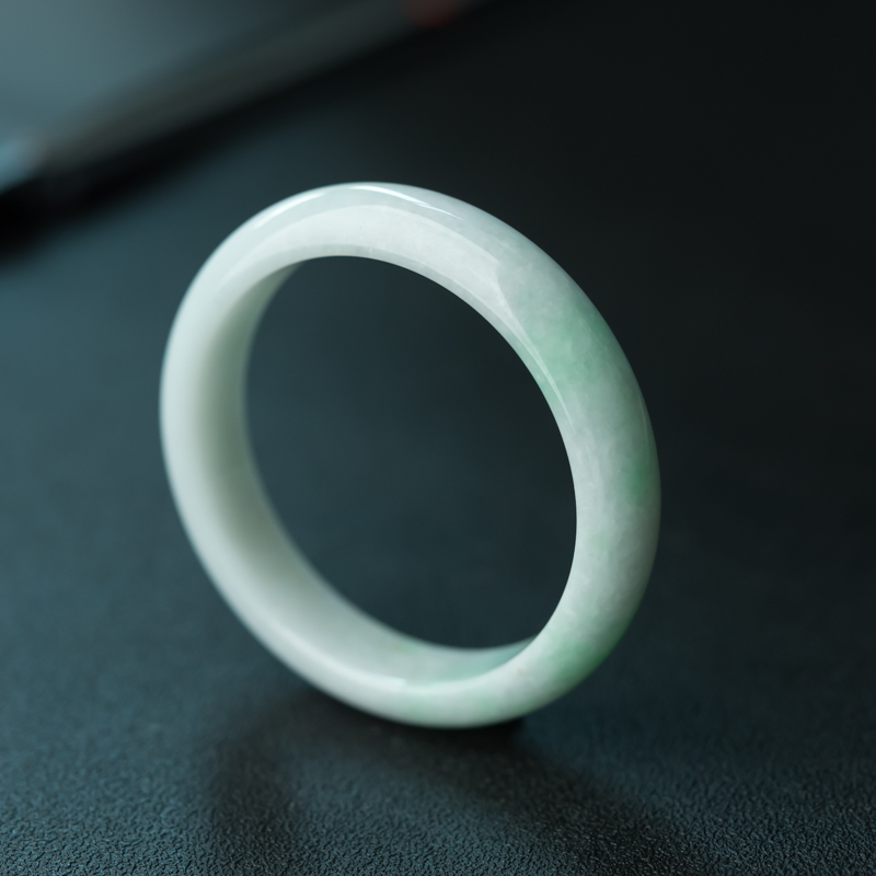 缅甸天然糯种飘翠翡翠手镯-红掌柜