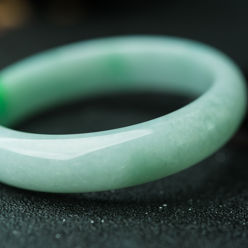 天然缅甸糯种飘翠翡翠手镯-红掌柜