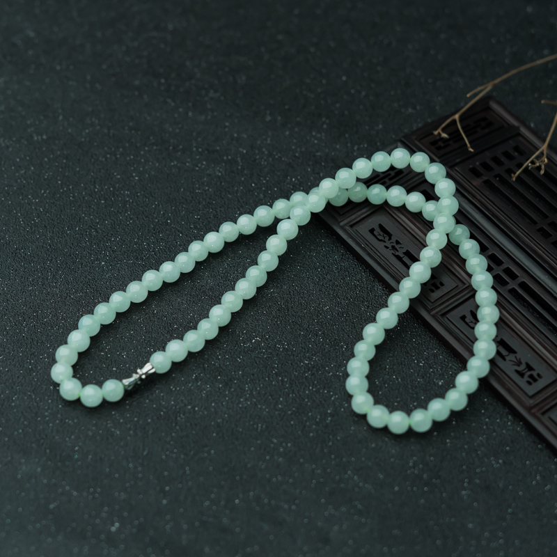 7.1mm天然缅甸浅绿翡翠项链-红掌柜