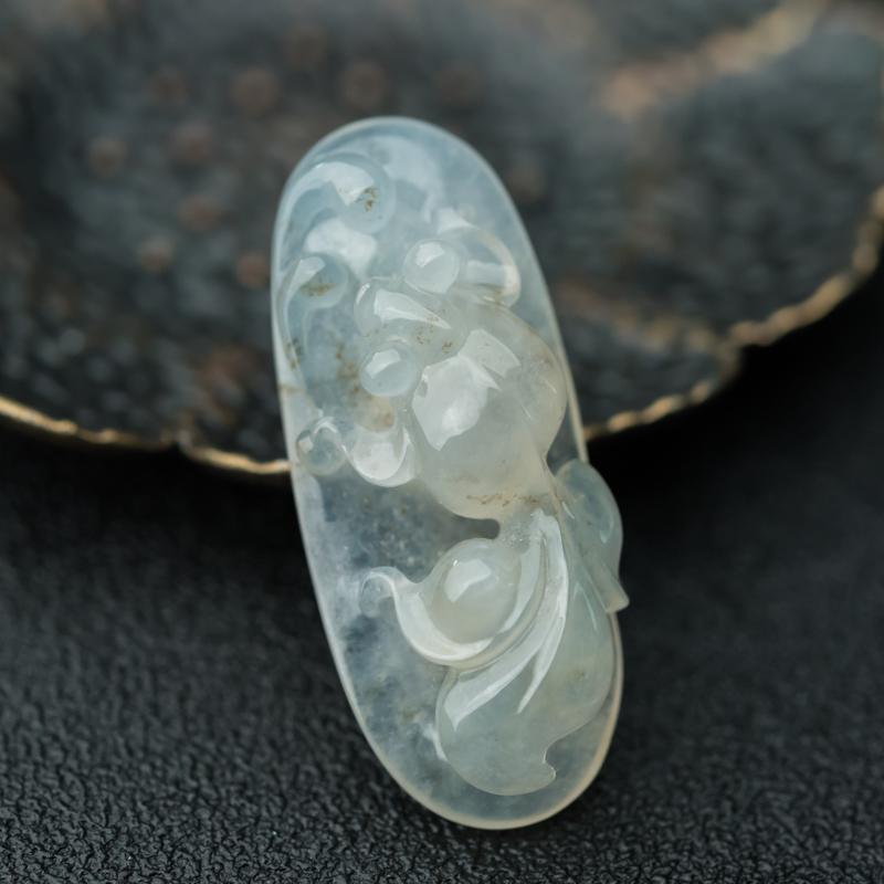 缅甸天然糯冰种翡翠吊坠-红掌柜