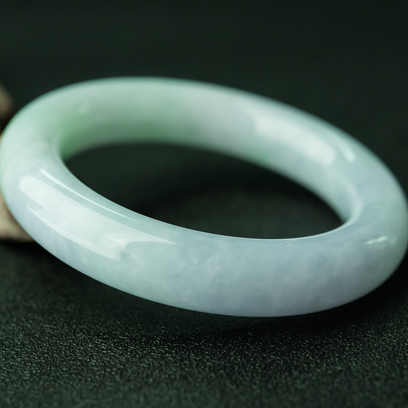 糯种飘翠翡翠圆镯-红掌柜