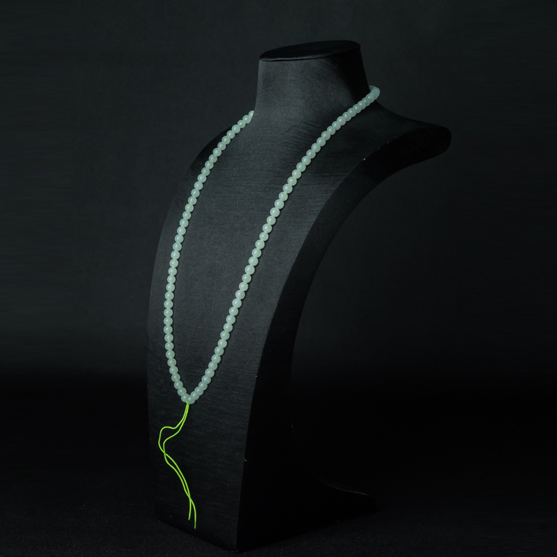 天然糯冰种浅绿翡翠项链-红掌柜