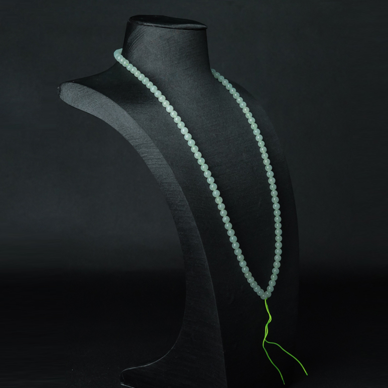 缅甸糯冰种浅绿翡翠项链-红掌柜