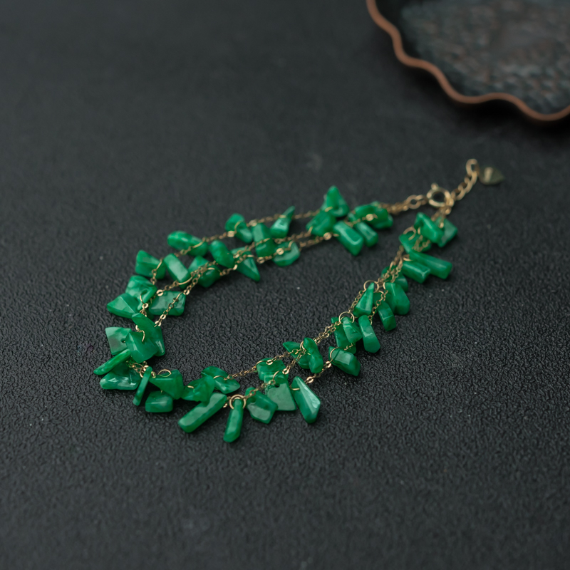 天然糯种苹果绿翡翠岁岁平安手链-红掌柜