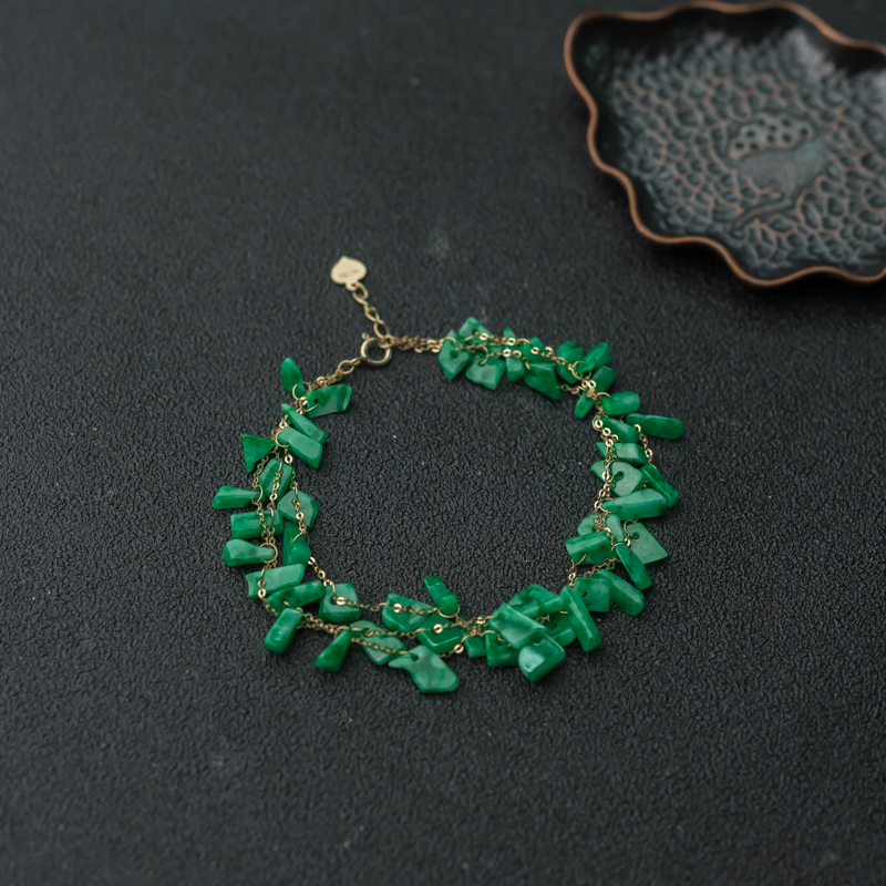 缅甸天然苹果绿翡翠岁岁平安手链-红掌柜