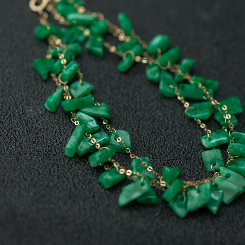 缅甸天然糯种翡翠岁岁平安手链-红掌柜