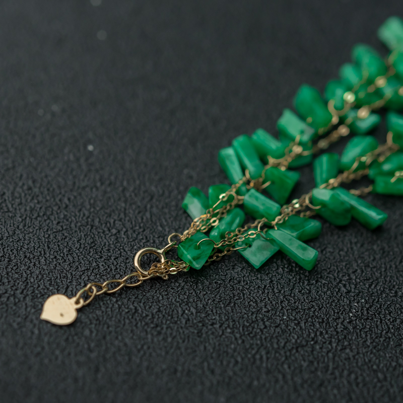 缅甸天然糯种苹果绿翡翠手链-红掌柜