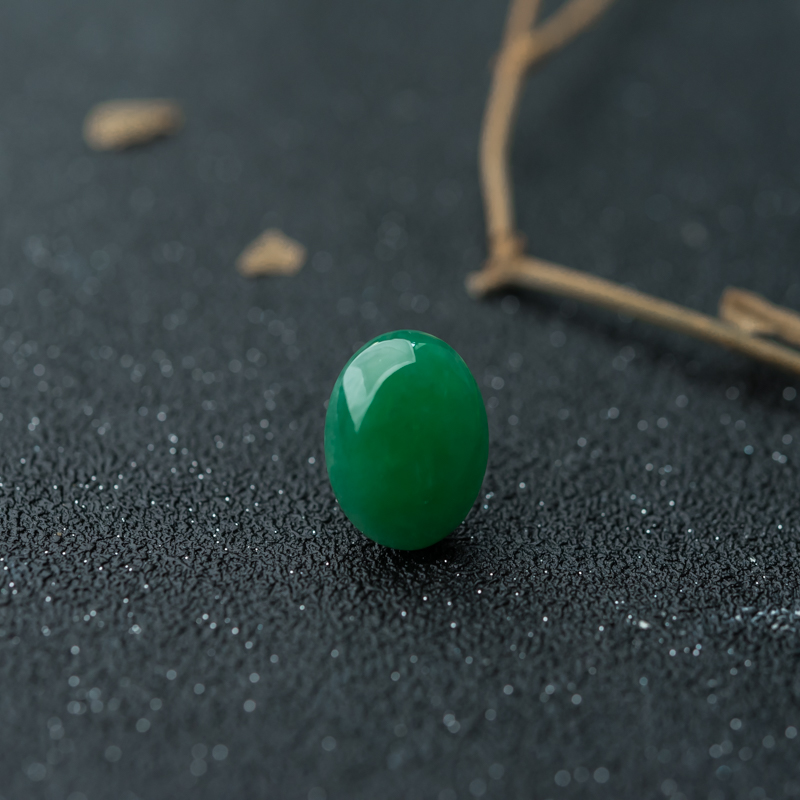 缅甸天然糯种苹果绿翡翠蛋面-红掌柜