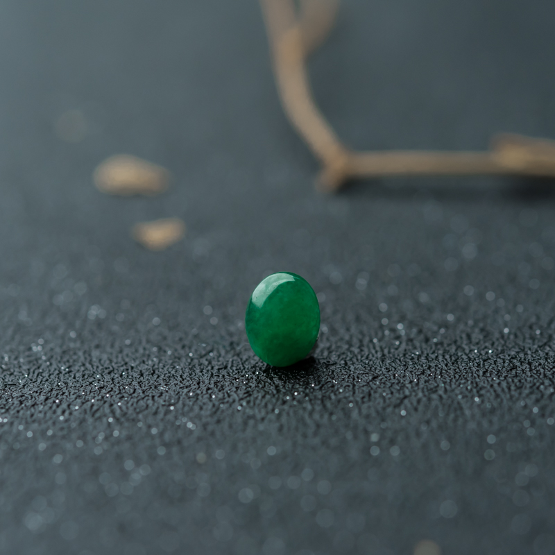 缅甸天然糯冰种阳绿翡翠蛋面-红掌柜