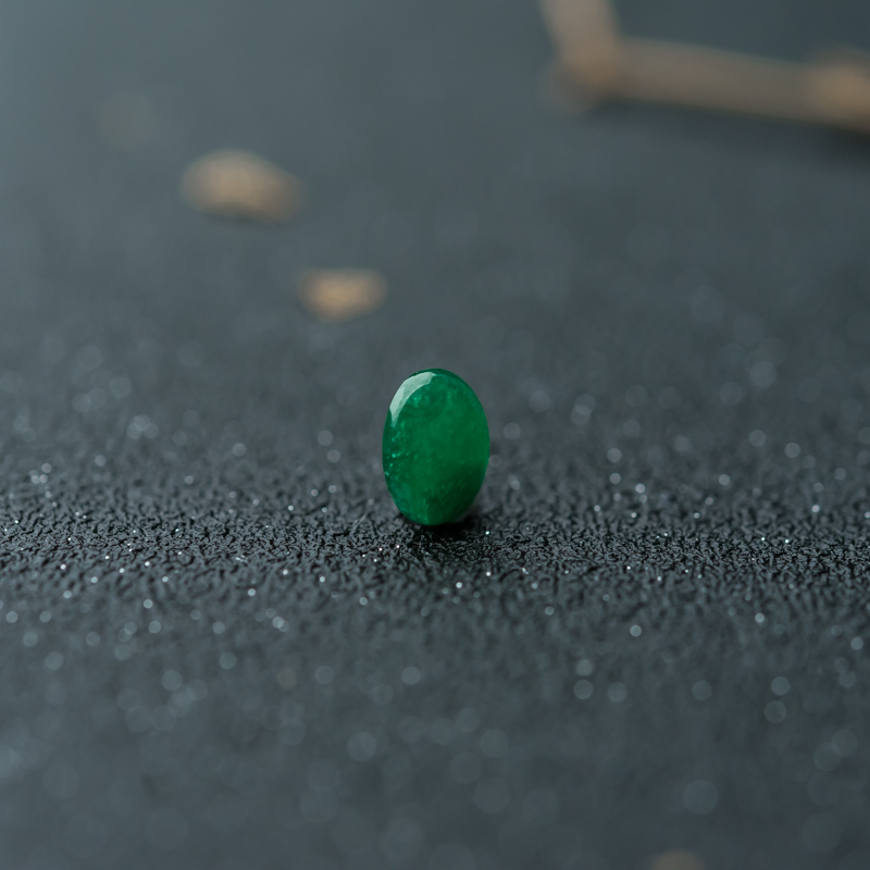 缅甸糯冰种阳绿翡翠蛋面-红掌柜