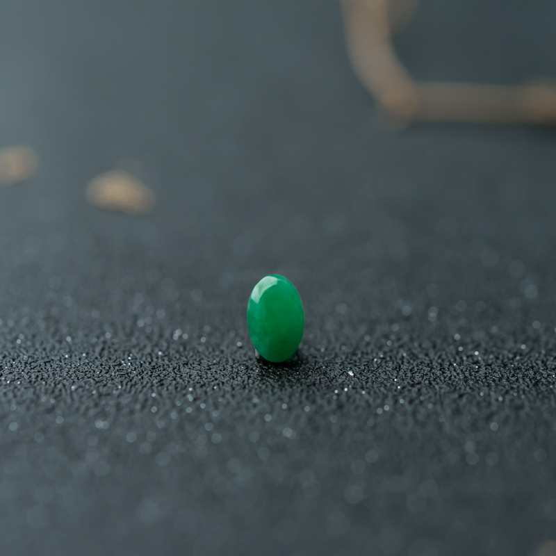 缅甸糯冰种豆绿翡翠蛋面-红掌柜