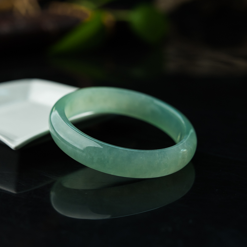 缅甸糯冰种晴水平安镯-红掌柜