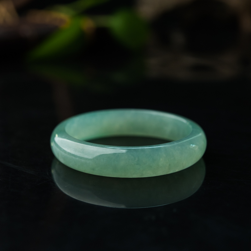 缅甸天然晴水平安镯-红掌柜