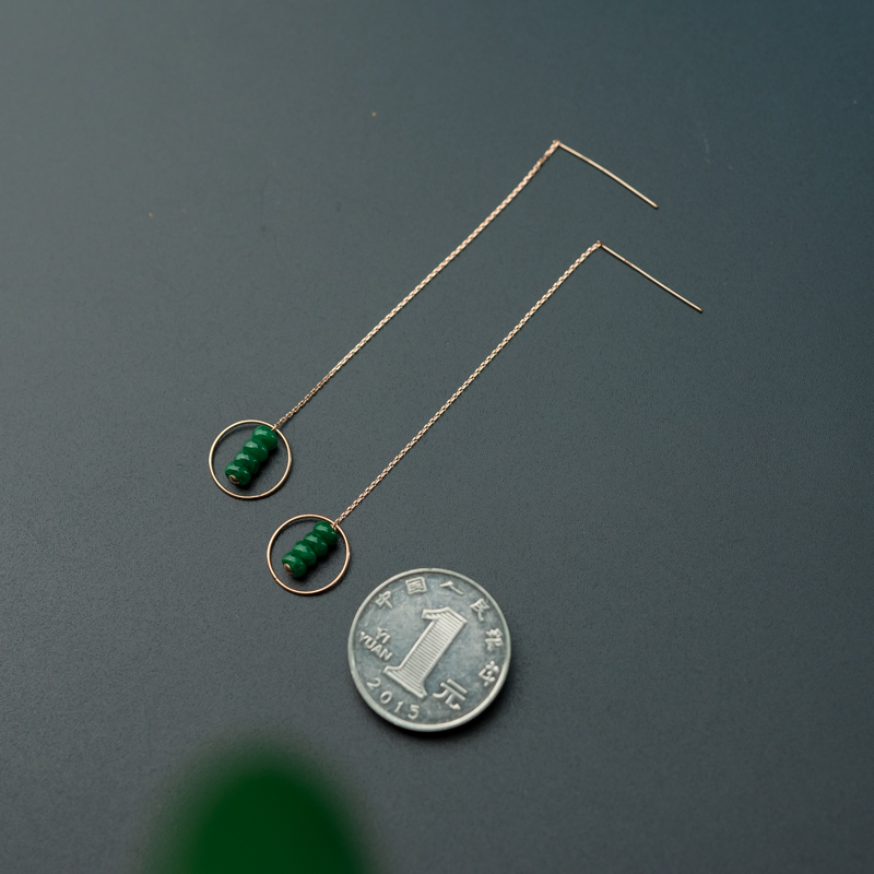 糯种翡翠耳环-红掌柜