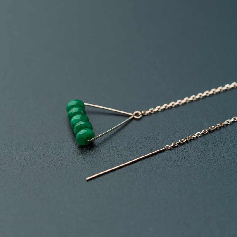 糯种翠绿翡翠耳环-红掌柜