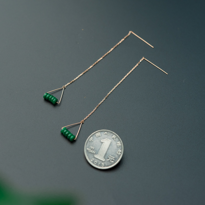 糯种翡翠耳环-红掌柜