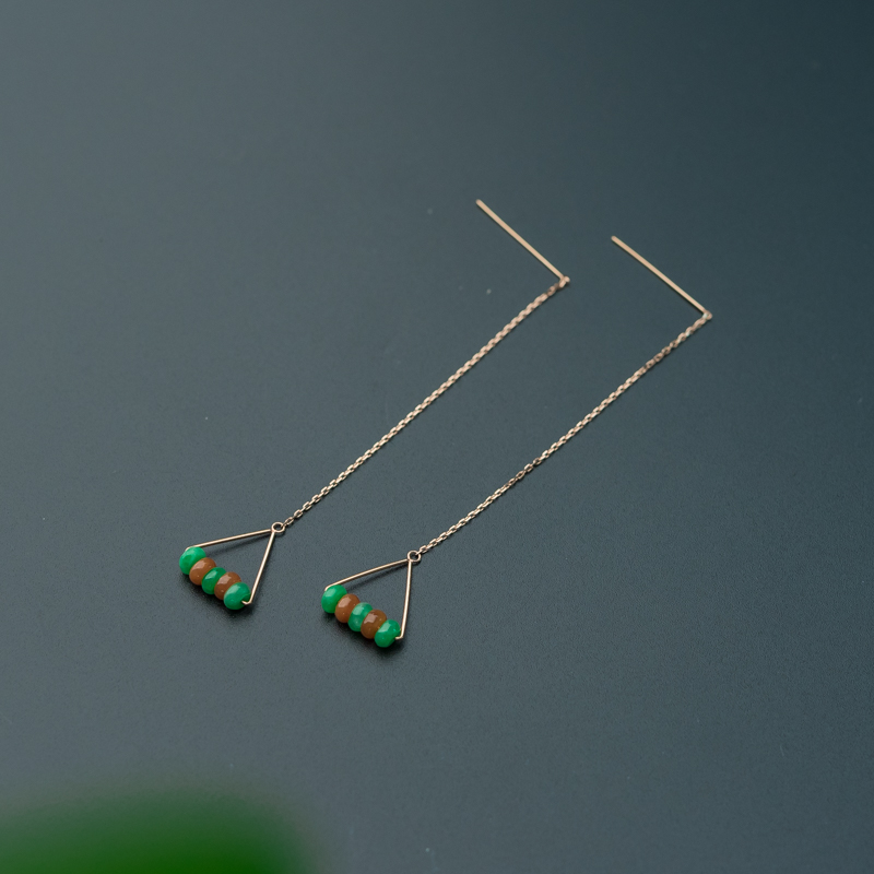 缅甸天然双彩翡翠耳环-红掌柜