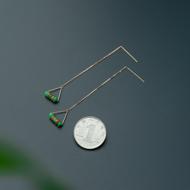 糯种翡翠耳环-红掌柜