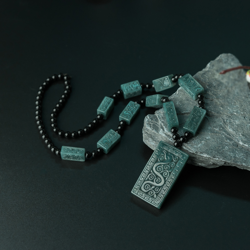 缅甸天然糯种蓝绿翡翠辰龙吊坠-红掌柜