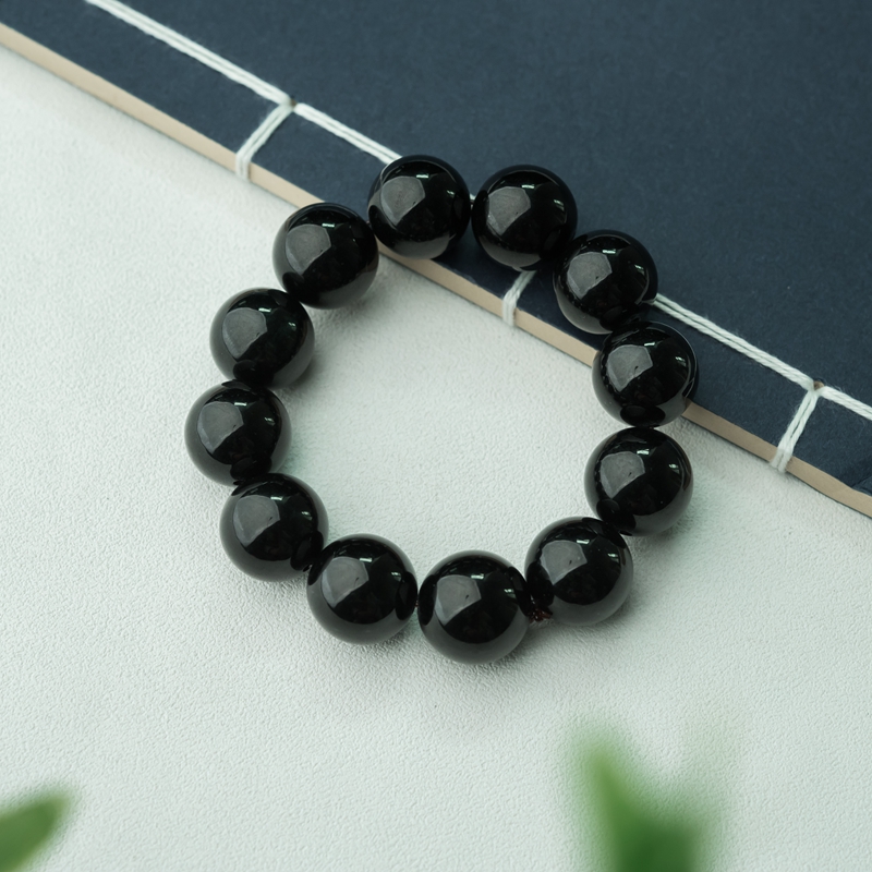 糯种墨翠手串-红掌柜