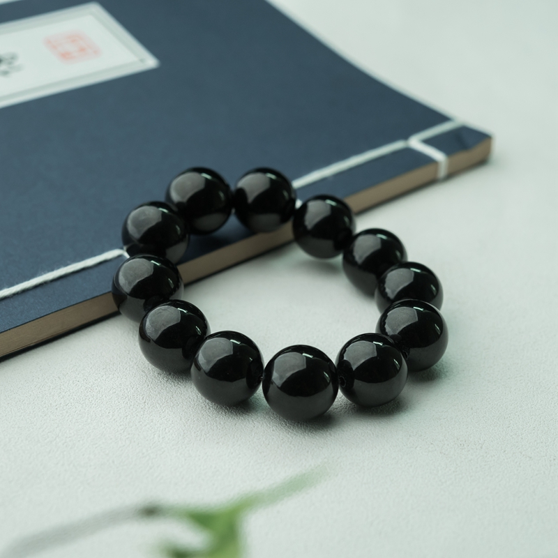 天然墨翠手串-红掌柜