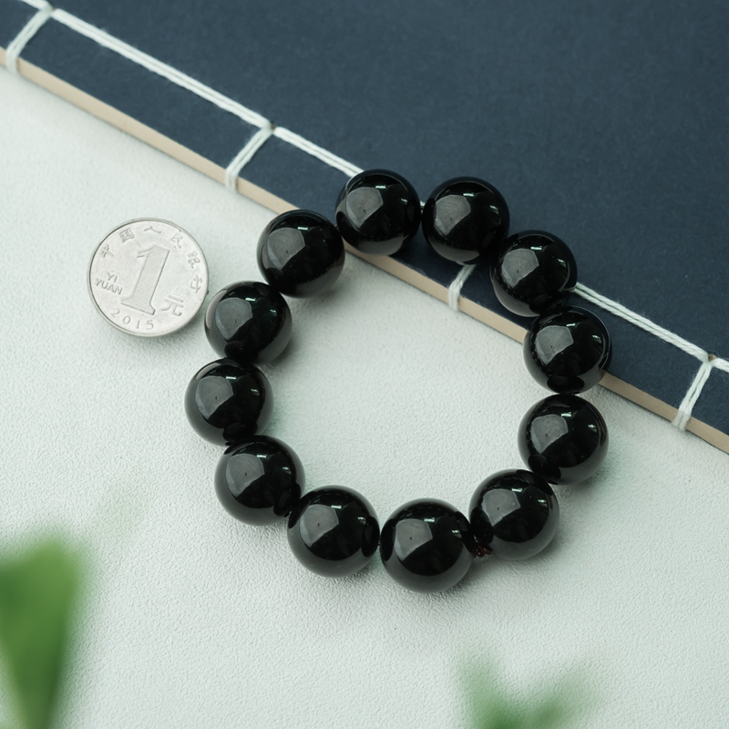 天然墨翠手串-红掌柜