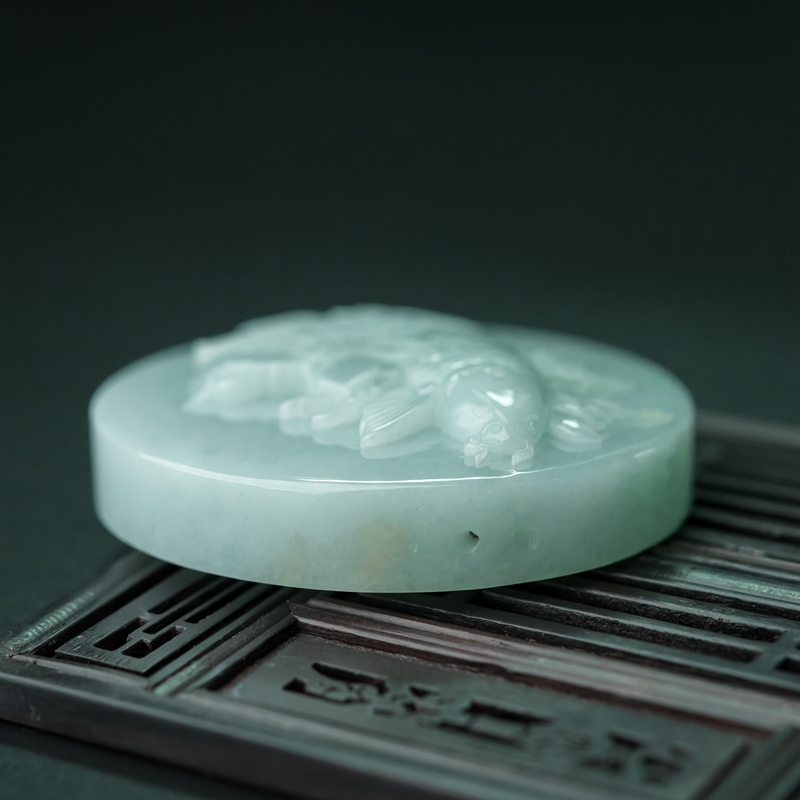 缅甸翡翠年年有余吊坠-红掌柜