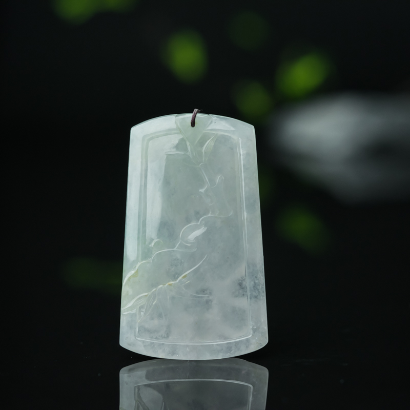 缅甸天然飘翠翡翠年年有余吊坠-红掌柜