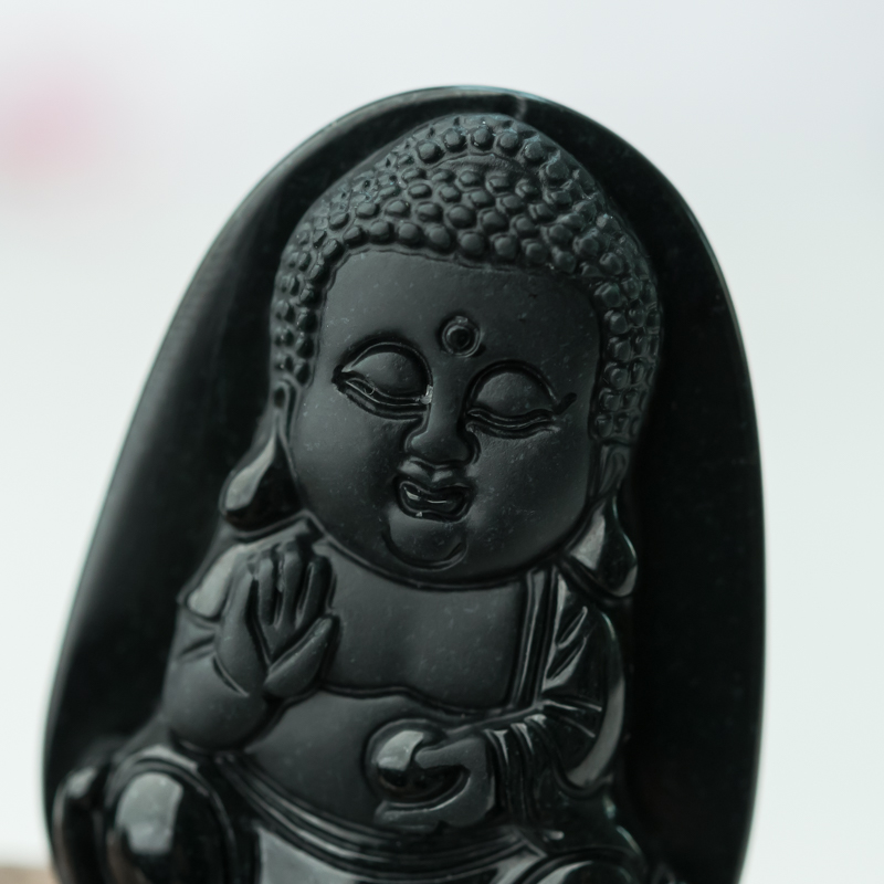 缅甸天然糯冰种墨翠吊坠-红掌柜