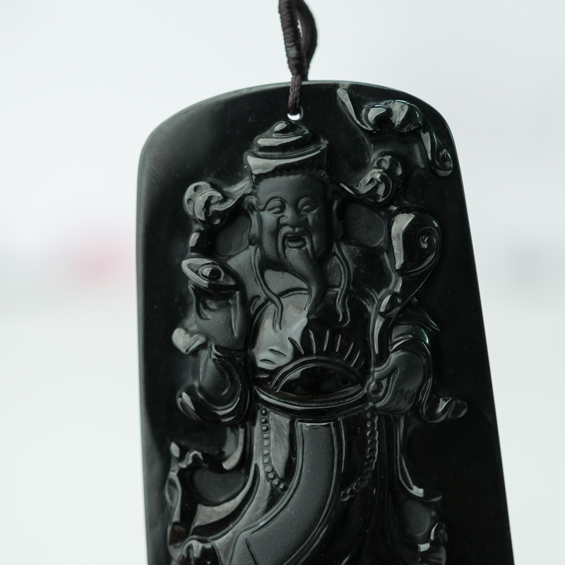 缅甸天然糯冰种墨翠吊坠-红掌柜
