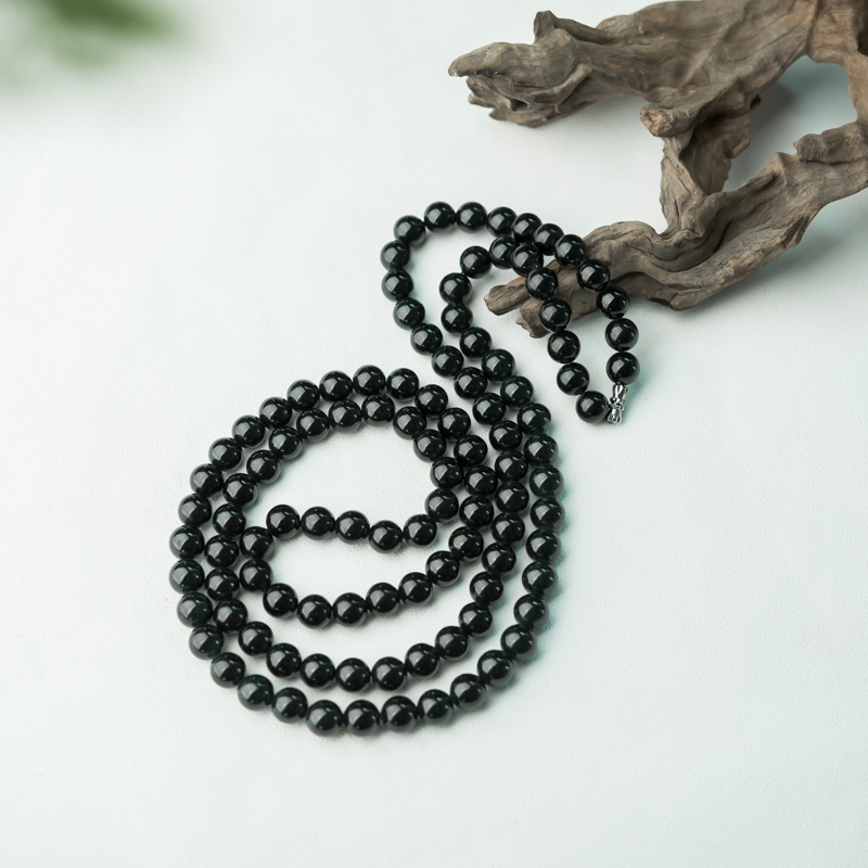 缅甸天然糯种墨翠108佛珠-红掌柜