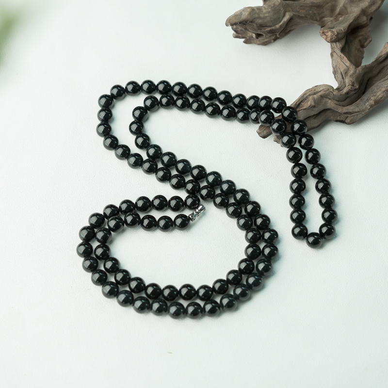 天然糯种墨翠108佛珠-红掌柜