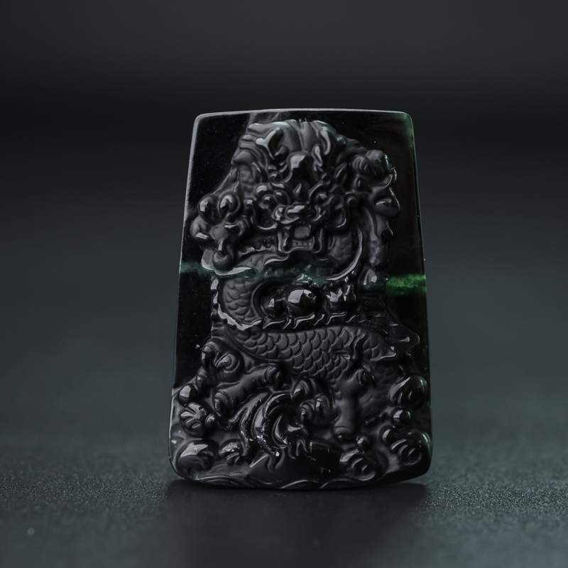 糯种墨翠辰龙吊坠-红掌柜