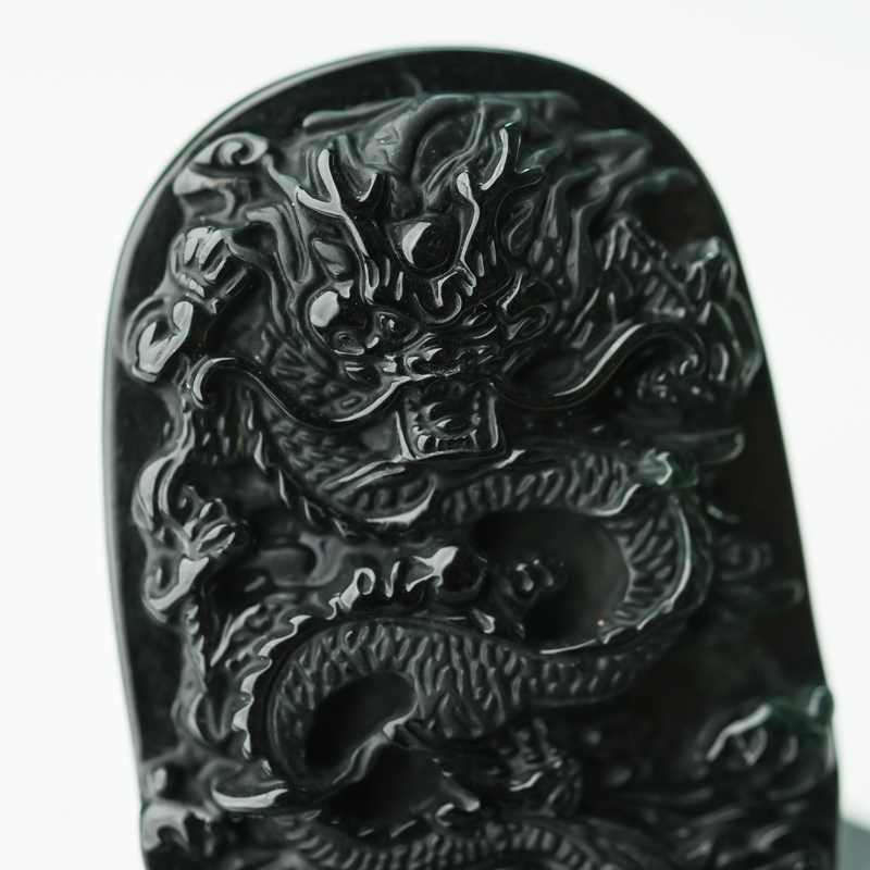 缅甸天然糯冰种墨翠吊坠-红掌柜