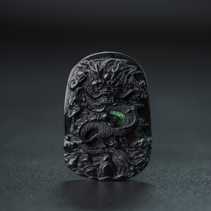糯冰种墨翠辰龙吊坠-红掌柜