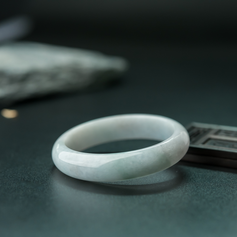 天然糯种飘翠翡翠平安镯-红掌柜