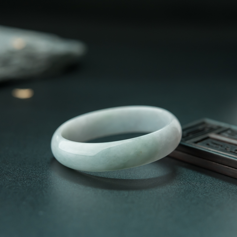 天然糯种飘翠翡翠平安镯-红掌柜