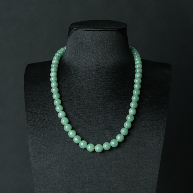 缅甸天然糯种苹果绿翡翠项链-红掌柜