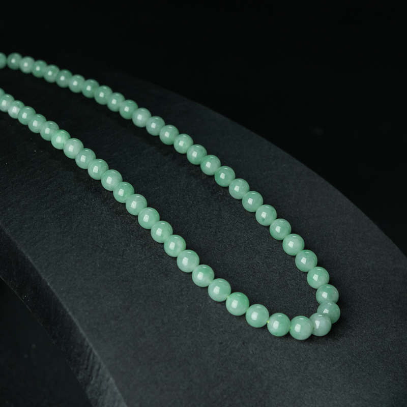 缅甸糯种苹果绿翡翠项链-红掌柜