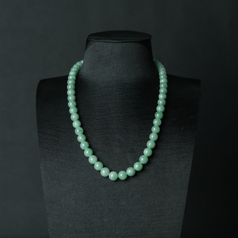 缅甸天然苹果绿翡翠项链-红掌柜