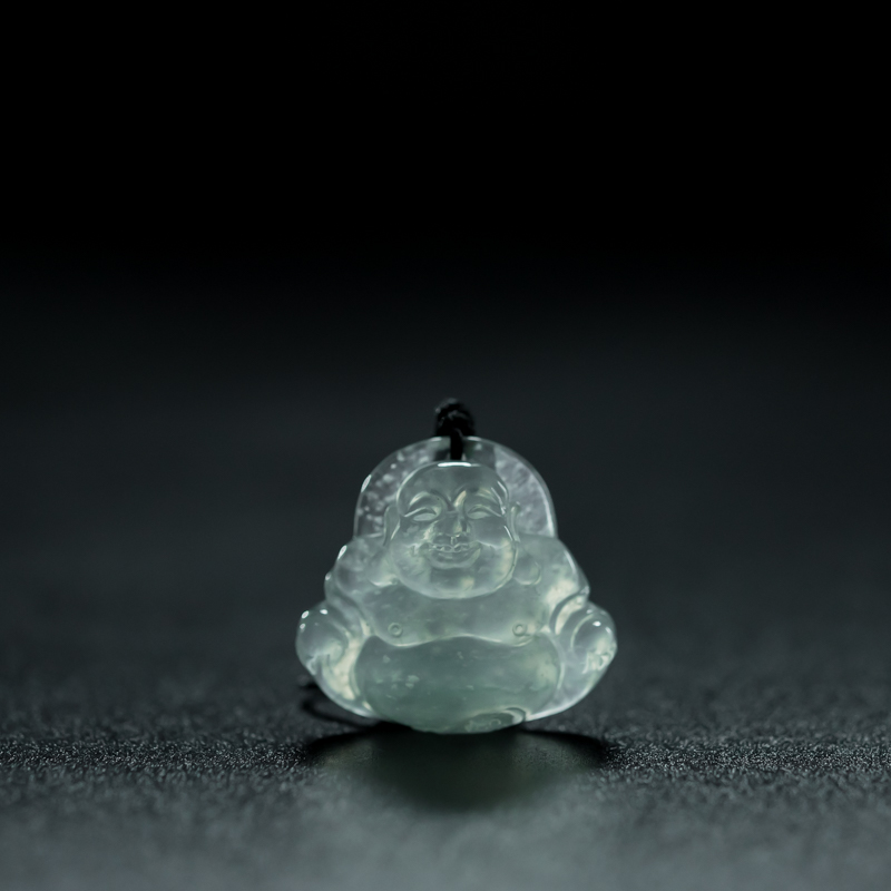 糯冰种翡翠弥勒佛吊坠-红掌柜